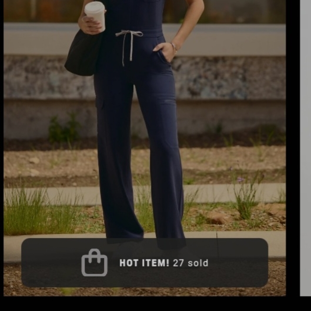 Fabletics Navy Blue Wide Leg Scrub Jumpsuit